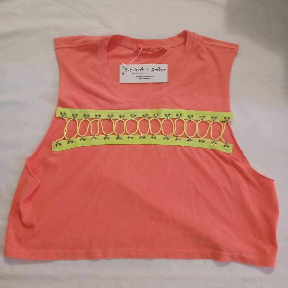 Emma A & Sam Coral Crop Top, Size- Large